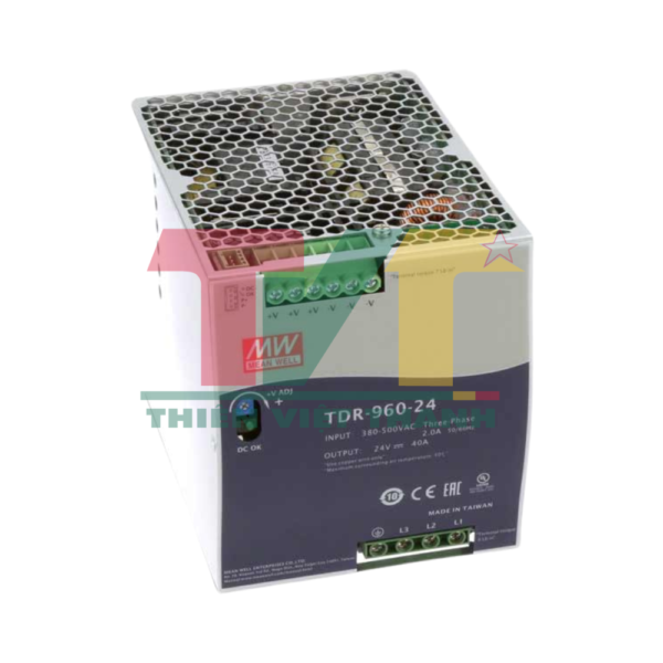 Bộ nguồn 3 pha 960W có chức năng PFC gắn thanh ray MEAN WELL TDR-960-24
